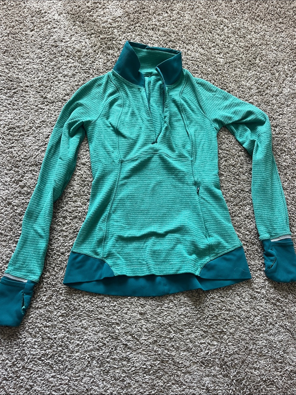 lululemon athletica Teal Green Slim Zip Pullover